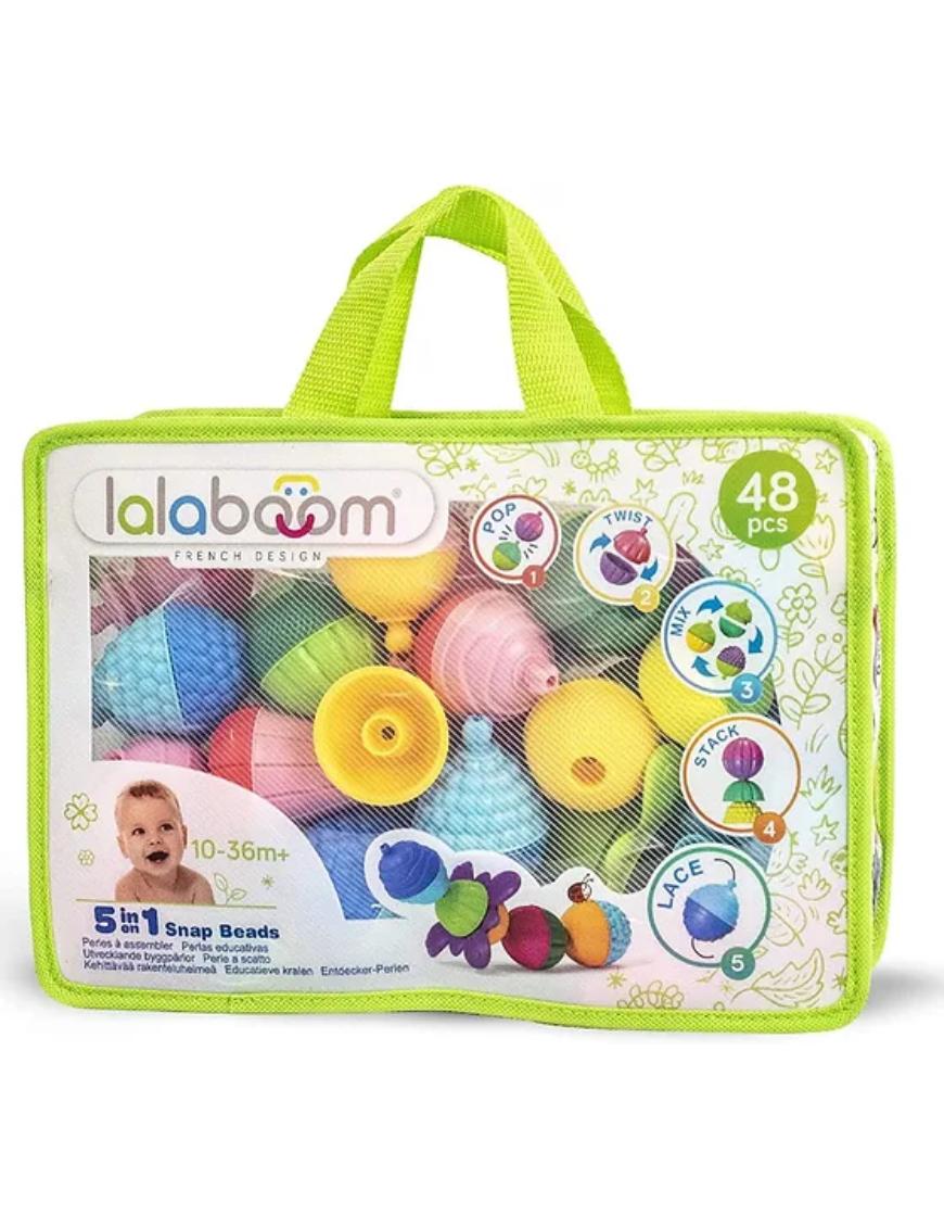 Bolso c/cierre Lalaboom 5-en-1 con 48 cuentas educativas y accesorios