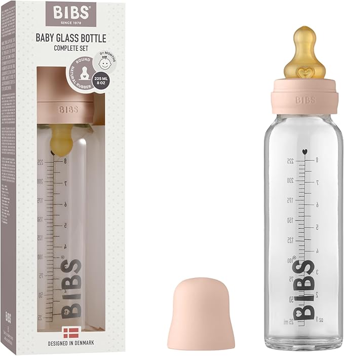 BABY GLASS BOTTLE COMPLETE SET LATEX 225 ML BLUSH