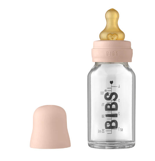 BABY GLASS BOTTLE COMPLETE SET LATEX 110 ML BLUSH